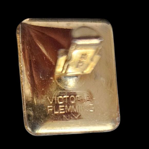 Victoria Flemming NY Gold Tone Enamel Art Deco Square Cufflinks - Picture 4 of 6